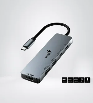 HUB USB-C GENIUS UH-500 2USB-A 3.0|1USB-C|1HDMI 4K|PD 100W SILVER